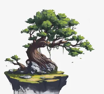 卡通迎客松免抠