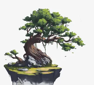 卡通迎客松免抠