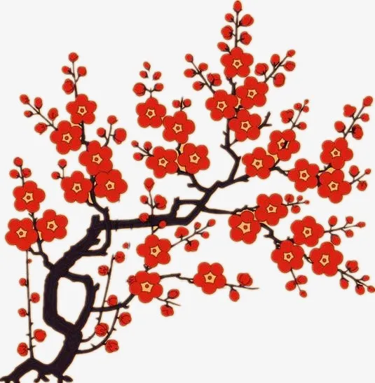 树枝上盛开的梅花免抠