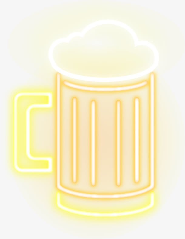 啤酒图标霓虹线条矢量免抠