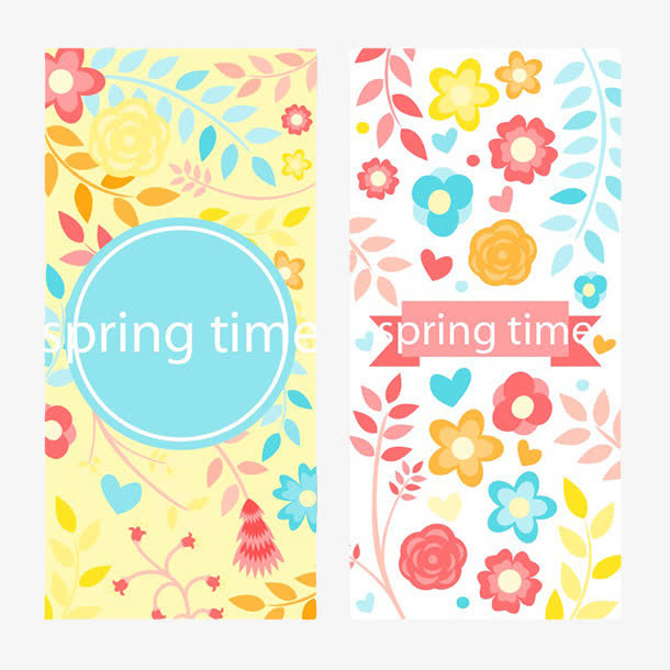 手绘鲜花和心卡免抠