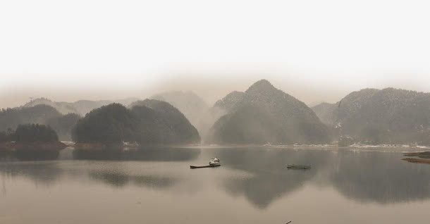 古典传统水墨湖免抠