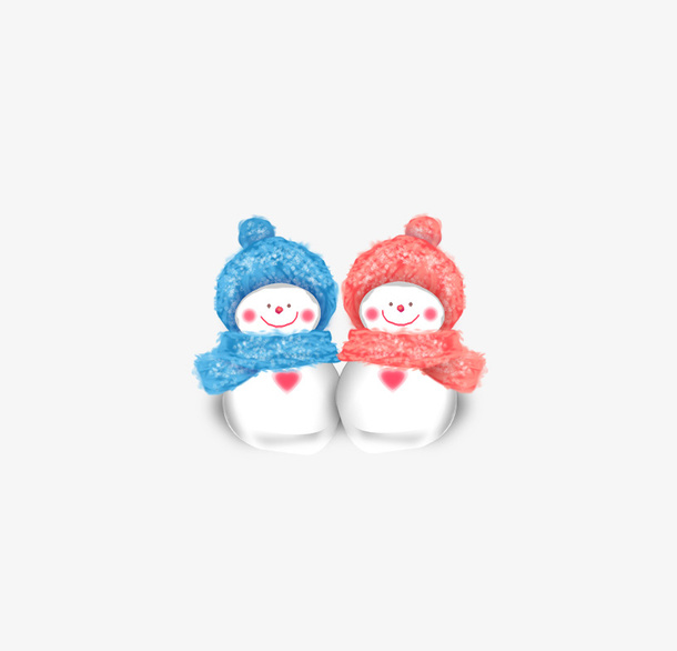 雪人情侣蓝色圣诞节冬天冬季免抠