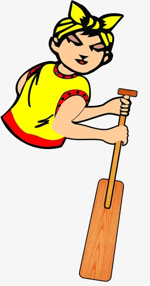 可爱划龙舟人物手绘免抠