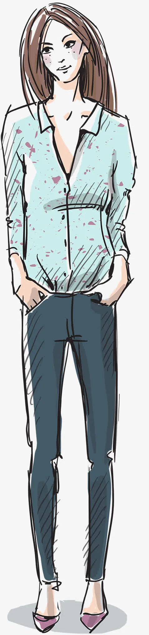 手绘线描模特免抠