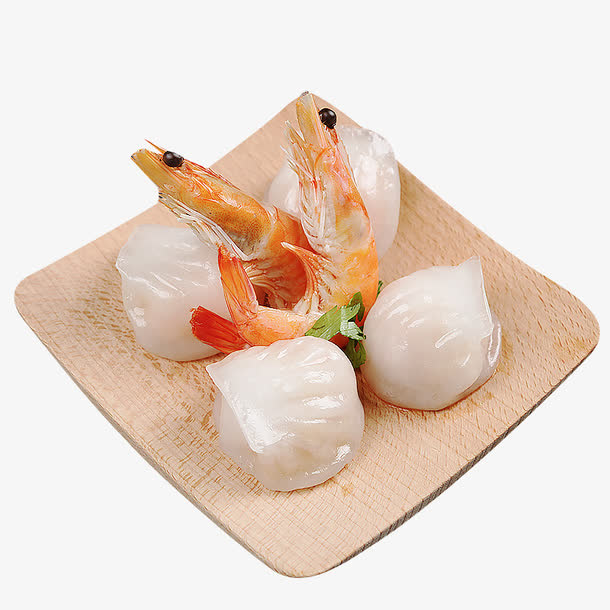 盘子里的虾饺素材免抠