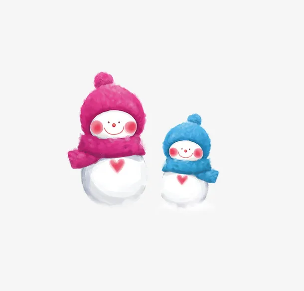 圣诞节亲子可爱卡通雪人免抠