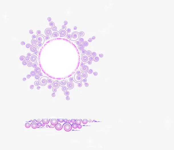 紫色圆形花纹七夕免抠