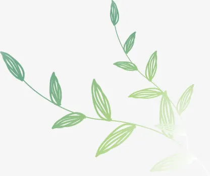 手绘高清创意渐变绿色树叶免抠