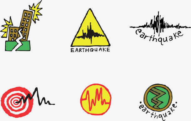 手绘风格地震图标免抠