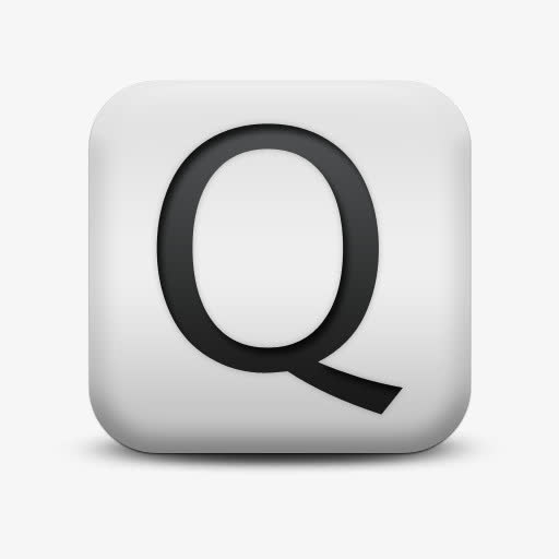 磨砂白广场图标字母数字信QQ字免抠