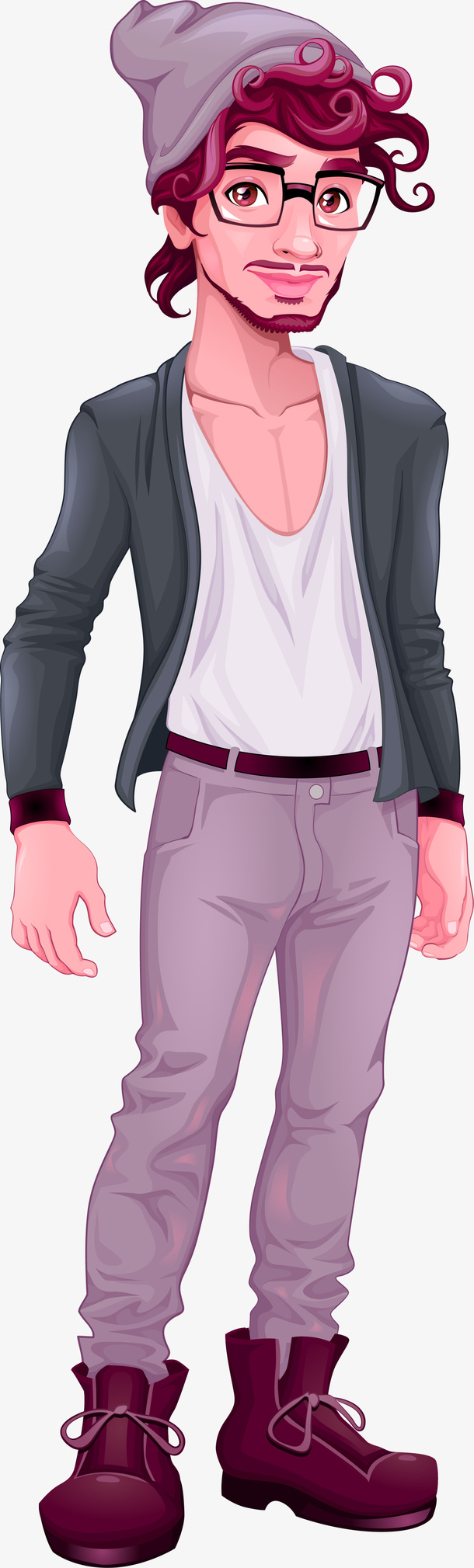时尚男人人物插画免抠