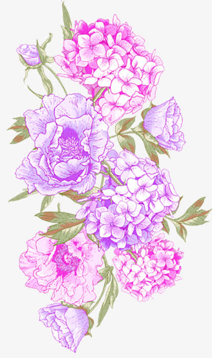 紫色田园风格花朵免抠