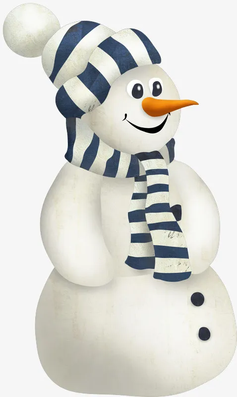 条纹帽子和围巾的雪人免抠