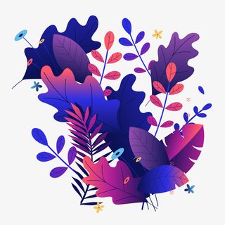 扁平植物插画炫彩免抠