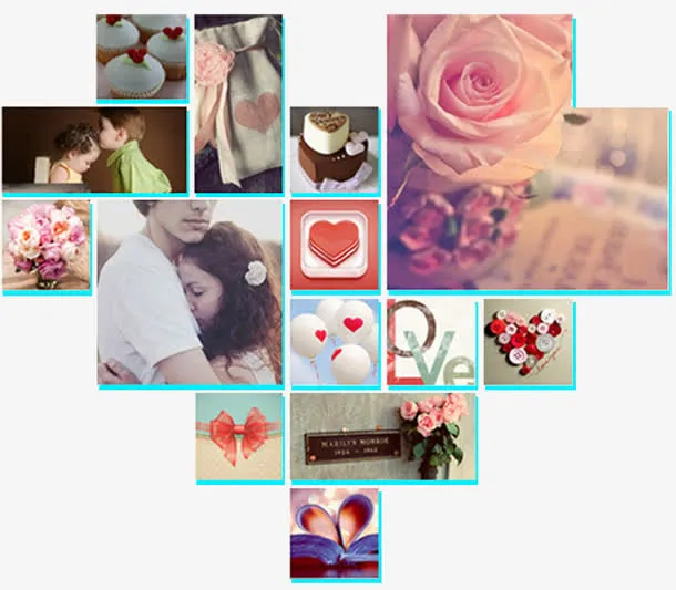 玫瑰心形照片墙免费素材免抠