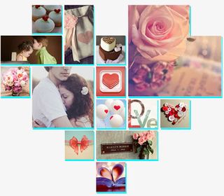 玫瑰心形照片墙免费素材免抠