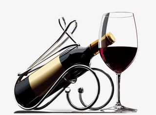 盛有红酒的红酒杯与高脚杯免抠