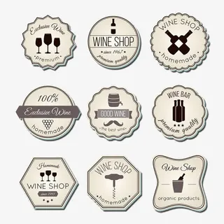 在复古风格的酒标贴免抠标签元素