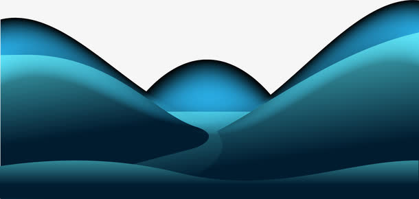蓝色清新曲线免抠