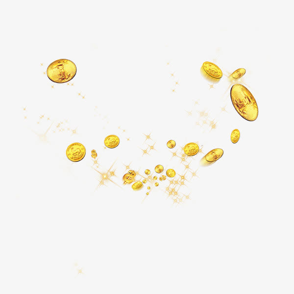 金色漂浮金币免抠
