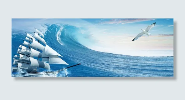 海浪飞鸟帆船背景高清