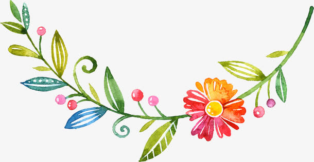 手绘卡通水彩花边免抠