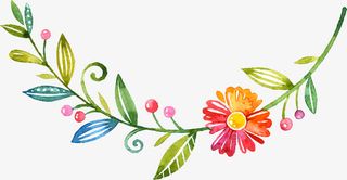 手绘卡通水彩花边免抠