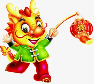 手绘可爱小龙灯笼免抠