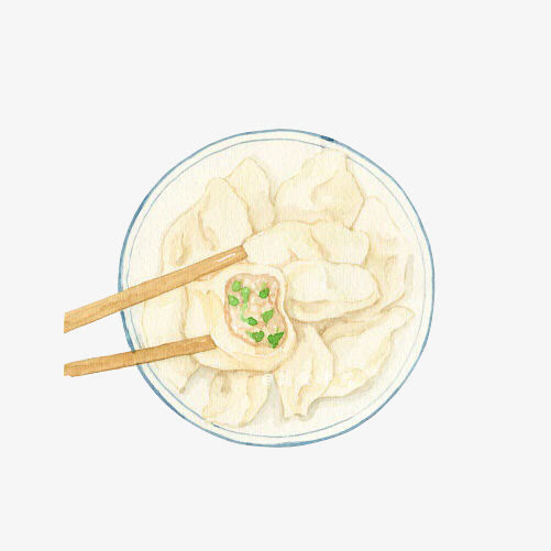 韭菜饺子手绘画素材图片免抠