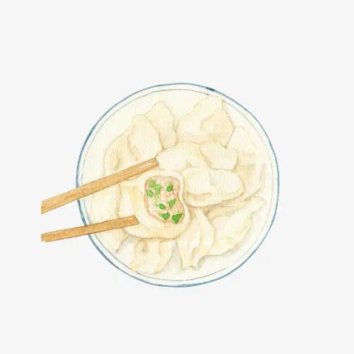 韭菜饺子手绘画素材图片免抠