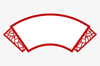 中国风扇形红色边框古风免抠装饰边框元素