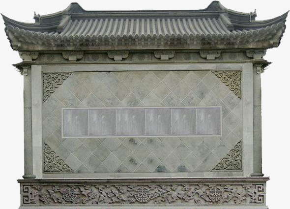 中国风黑白色古代围墙免抠