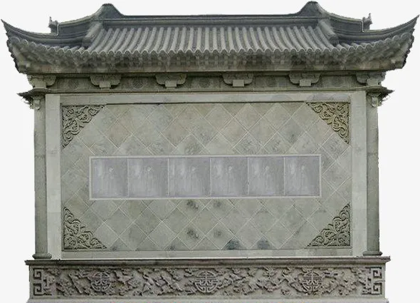 中国风黑白色古代围墙免抠
