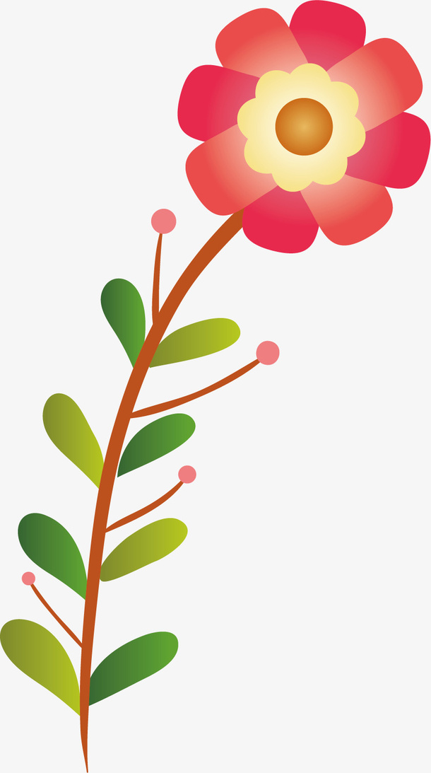 矢量图一枝好看的小红花免抠手绘/卡通卡通元素