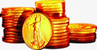 堆着的金币纪念币免抠
