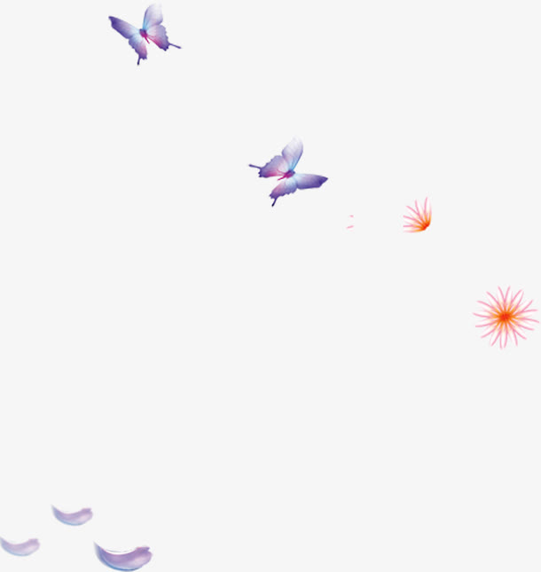 紫色创意蝴蝶花朵春天免抠