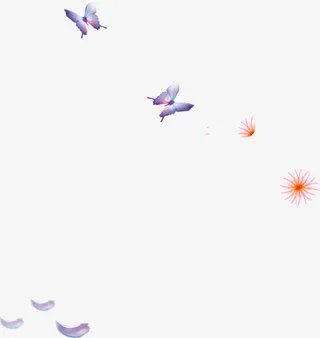 紫色创意蝴蝶花朵春天免抠