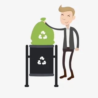 扔垃圾的男子插画免抠