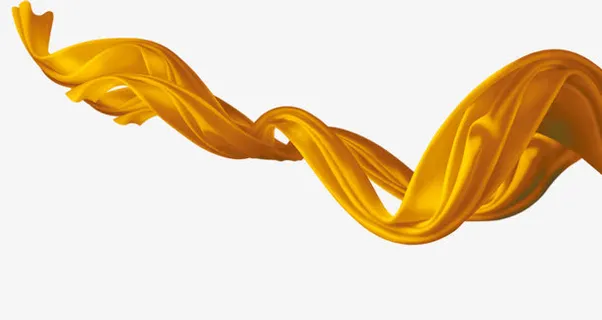 黄色飘带免抠漂浮彩带元素