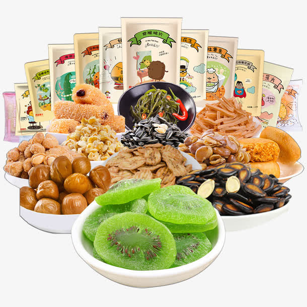 不同种类的零食免抠