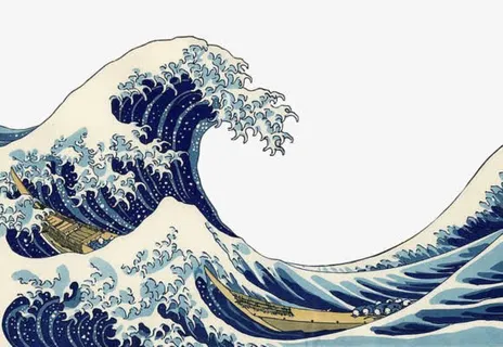 古风波浪装饰图片免抠