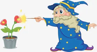 卡通插图戴蓝色帽子的魔法师免抠