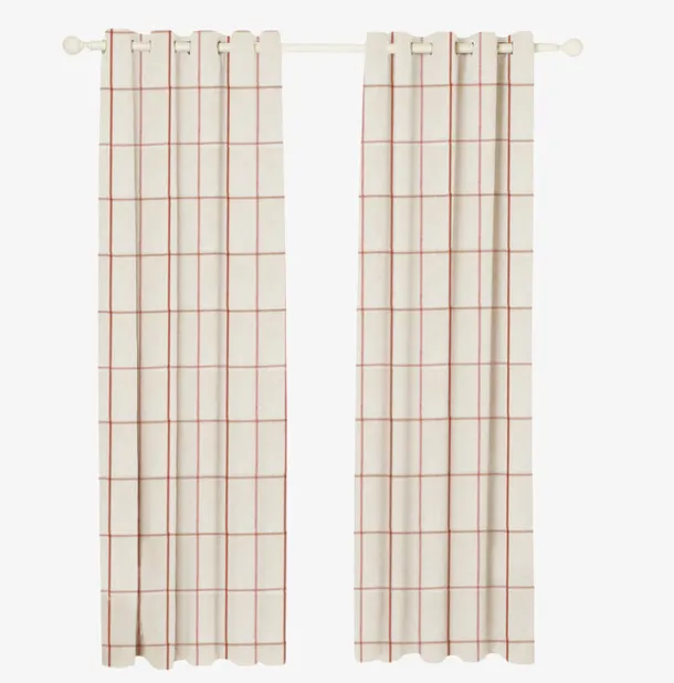 简约的格子窗帘实物免抠