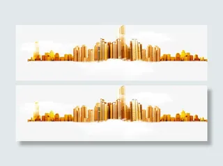 金色城市缩影免抠