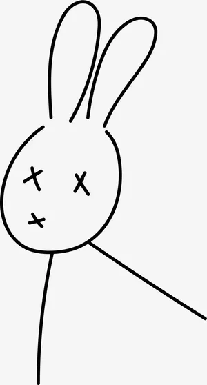 线性丧兔子玩偶免抠