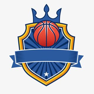 蓝色篮球卡通标签矢量图免抠