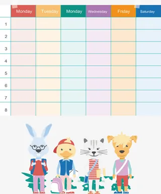 四个小动物课程表免抠