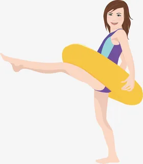 游泳圈踢腿美女免抠