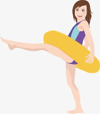 游泳圈踢腿美女免抠